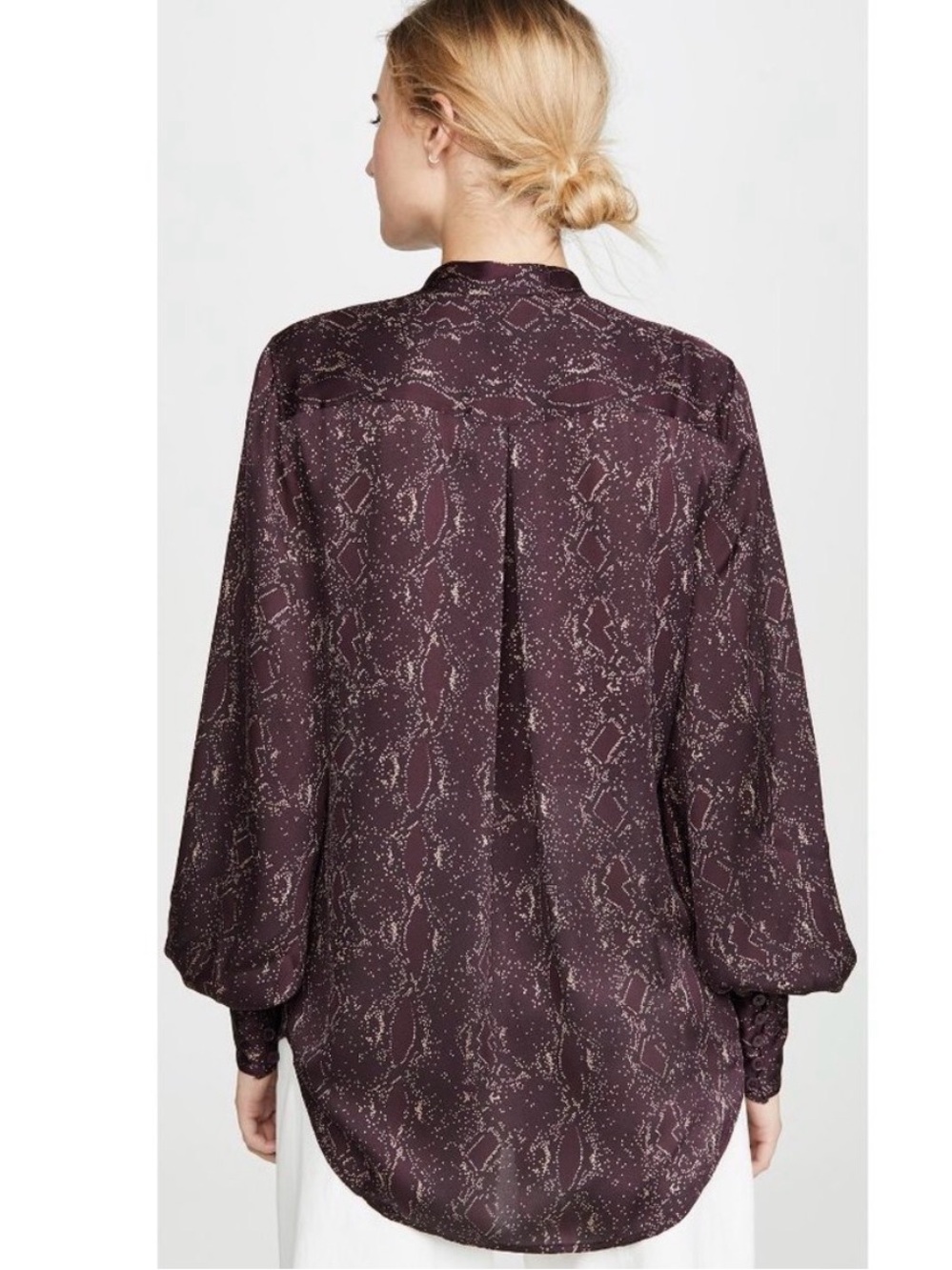 Equipment Signature SilkySnake Print Blouse Small Burgundy Long Sleeve - Picture 12 of 12